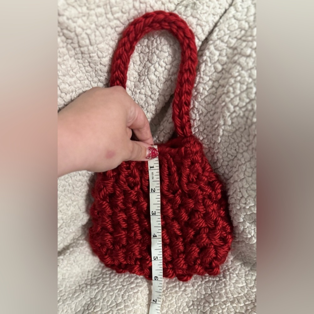 Handmade Hand Crafted Knit Purse Red - Picture 4 of 5